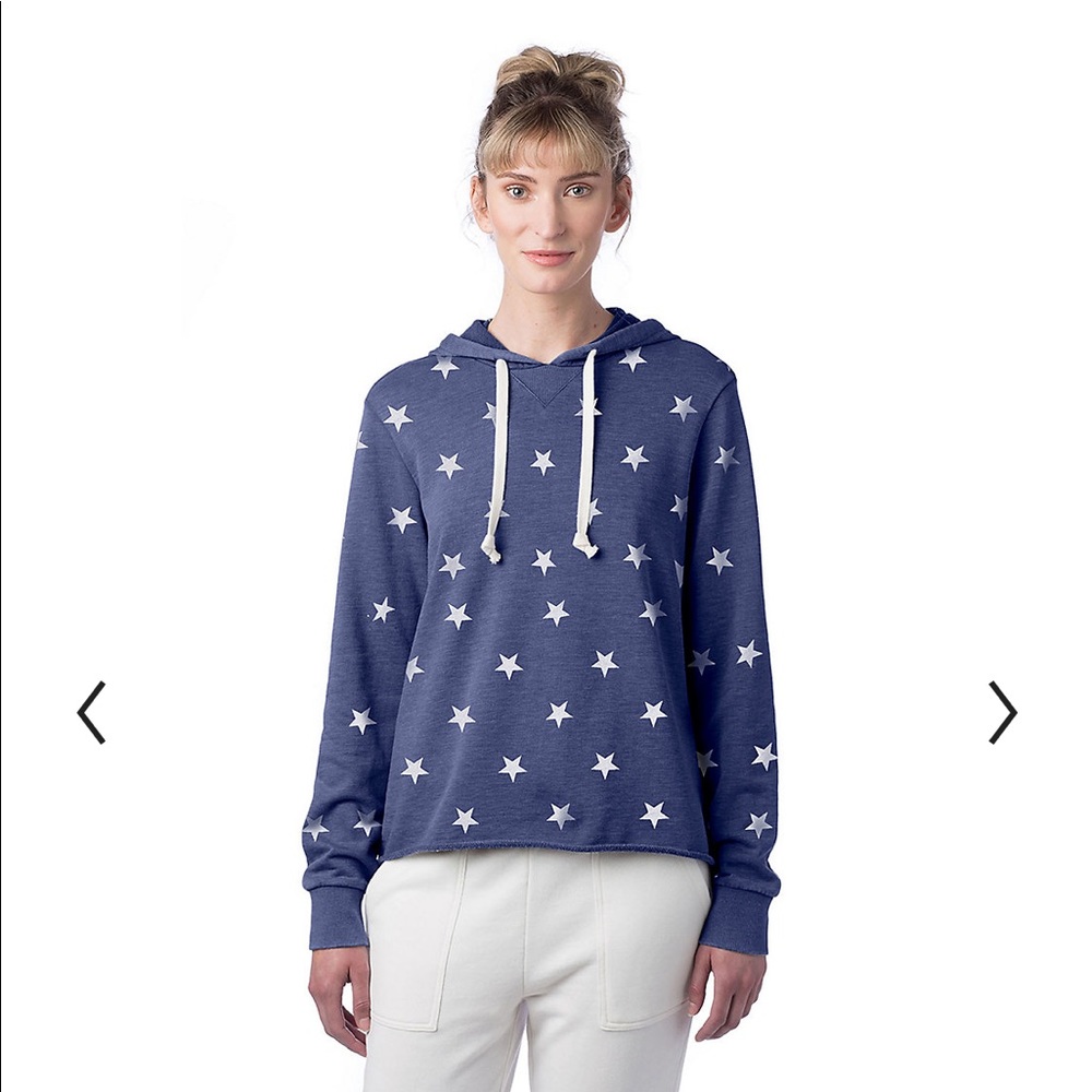 Alternative Printed Terry Raw Edge Hoodie - NVAY Faded Stars